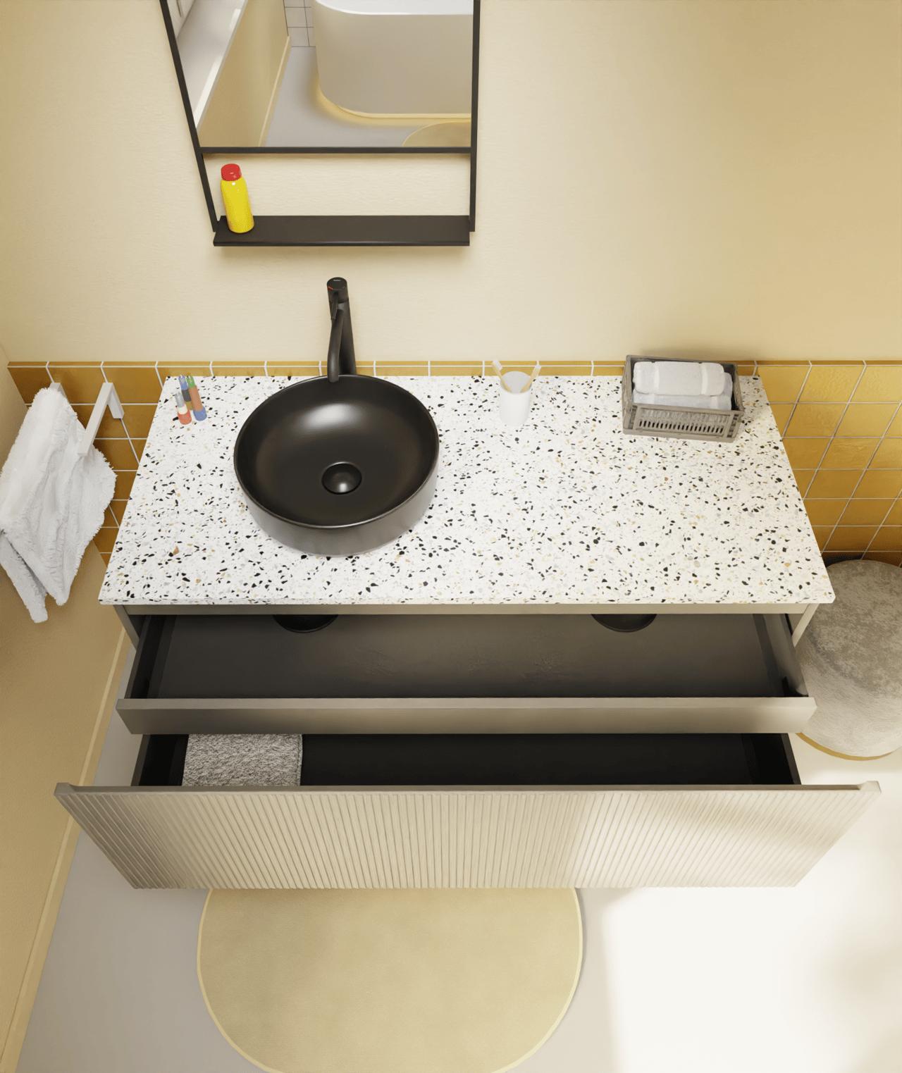 Storke Ribs zwevende wastafelonderkast 120 x 52 cm zijdegrijs 2 lades