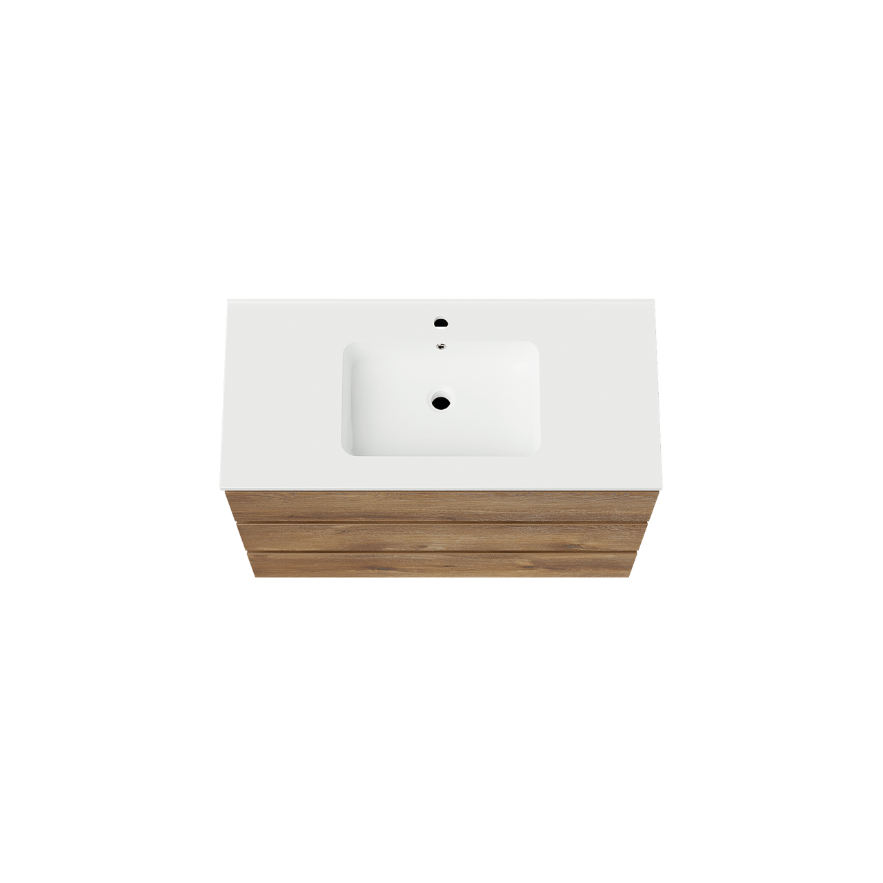 Linie Lado meuble salle de bains à poser 100 x 46 cm chêne brun avec Vano plan simple en marbre composite blanc brillant