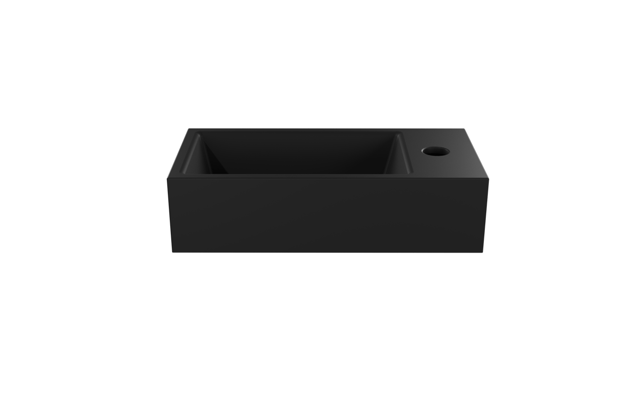 Luca Varess Cubic midi Lave-mains Noir Mat Porcelaine droite 40,5x20cm