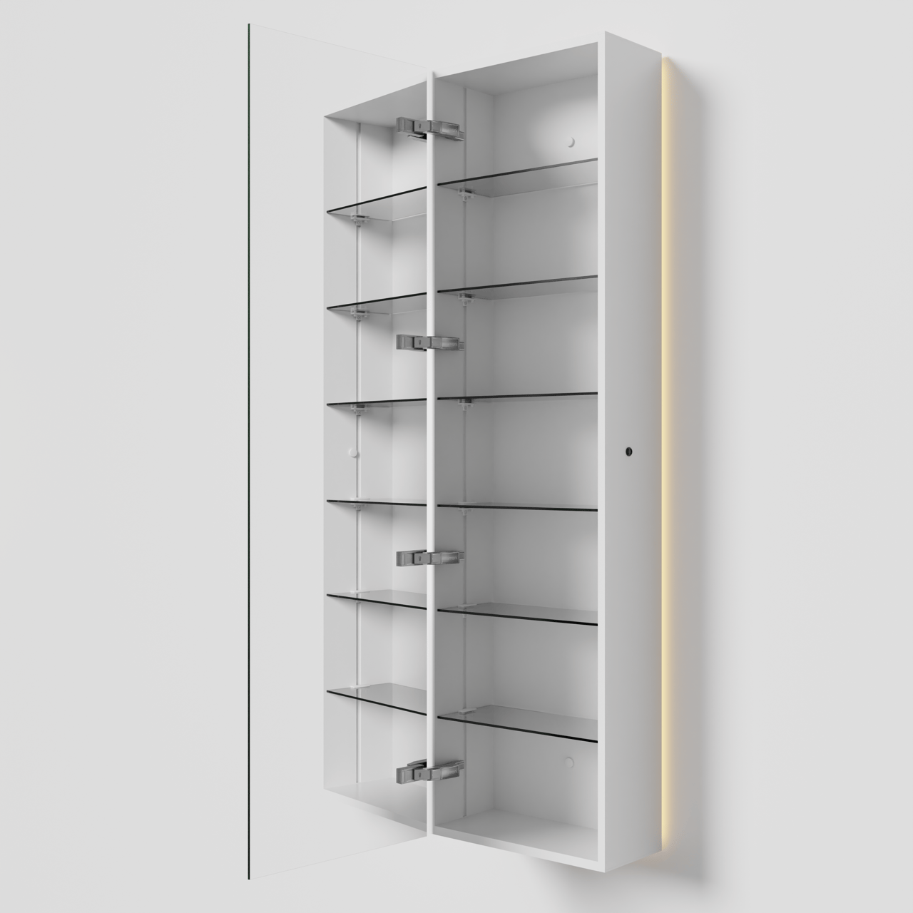 Balmani Mara hängendes Badhochschränke mit Spiegel 45 x 160 cm Weiβ matt mit Spiegelbeleuchtung