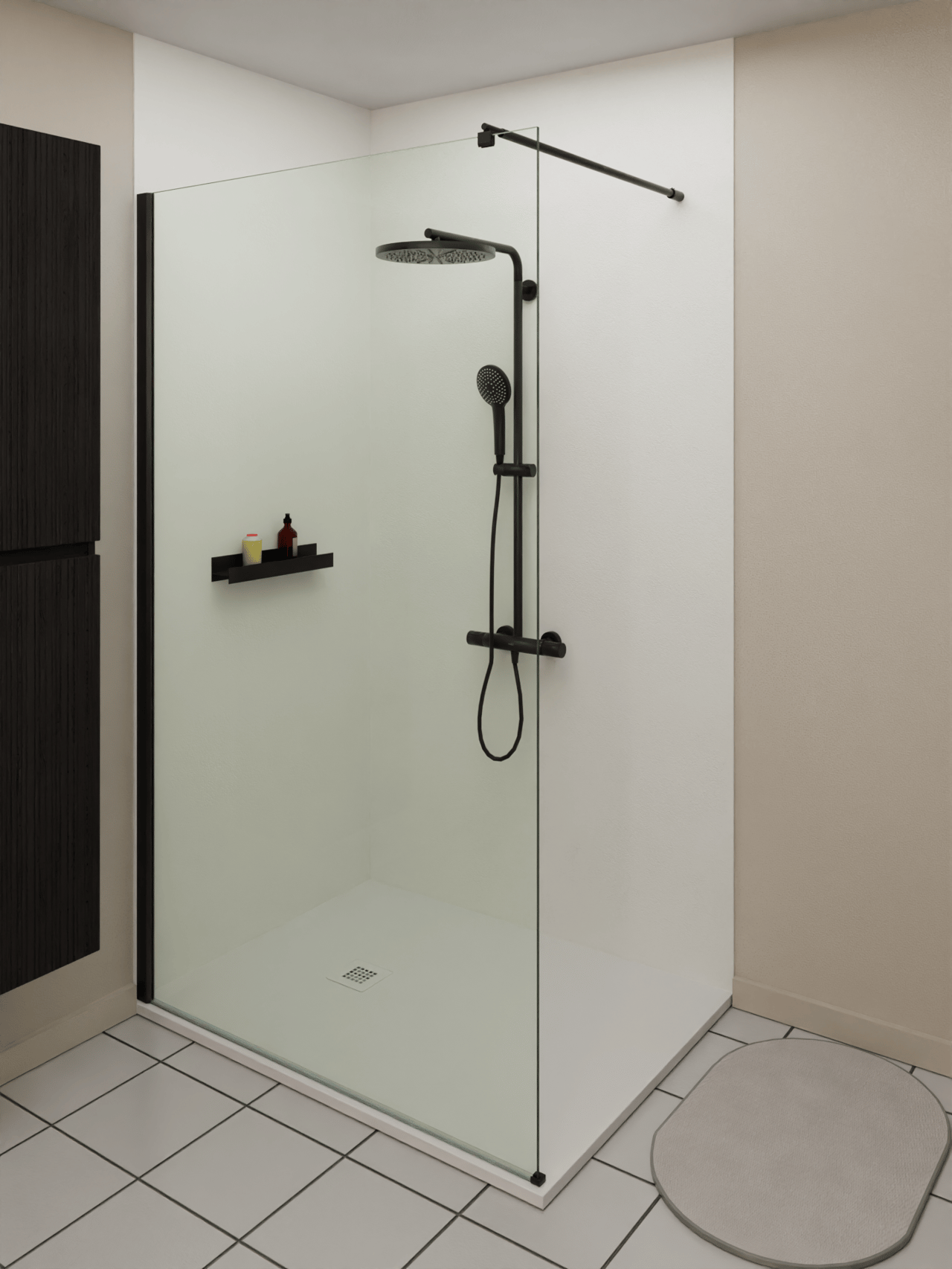 Luca Varess Zelda revêtement mural de douche 90 x 240 cm composite blanc mat structure rock