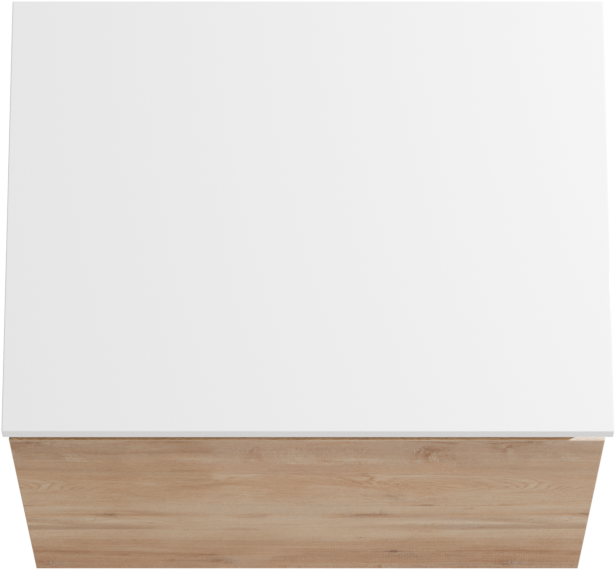 Linie Lado hängendes Möbelstück Set: 60 x 46 cm, Naturbelassene Eiche, mit Lado Einzel Waschtischplatte, Marmorkomposit Weiß matt