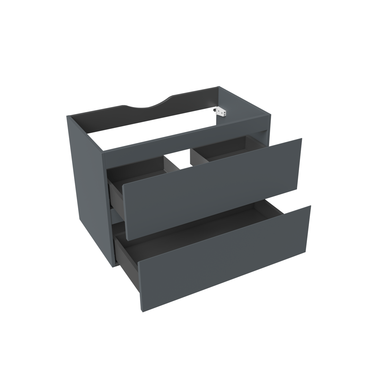 Linie Lado meuble sous-lavabo suspendu 80 x 46 cm bleu anthracite 2 tiroirs