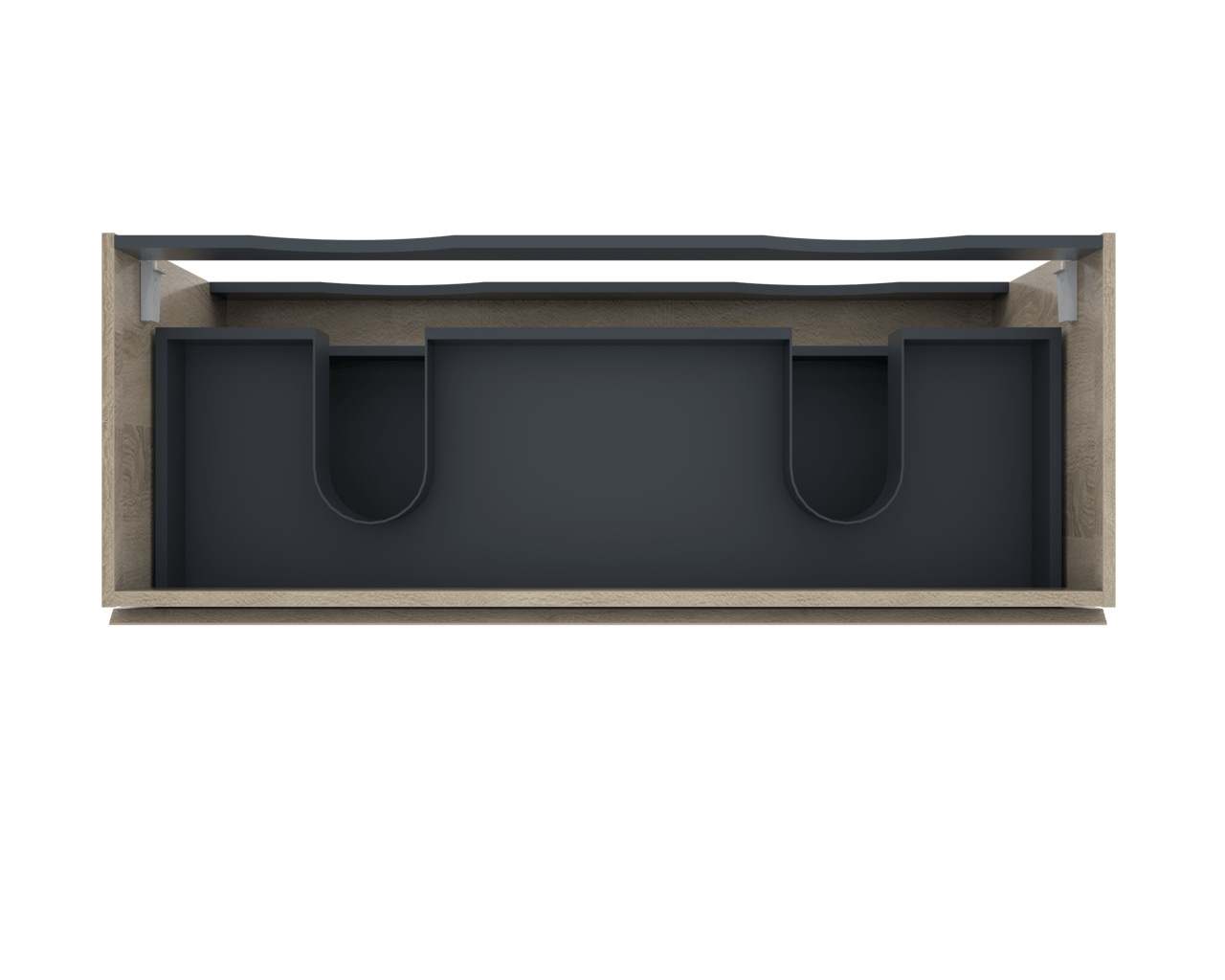 Linie Lado meuble sous-lavabo suspendu 120 x 46 cm chêne blanc 2 tiroirs 2 découpés de siphon