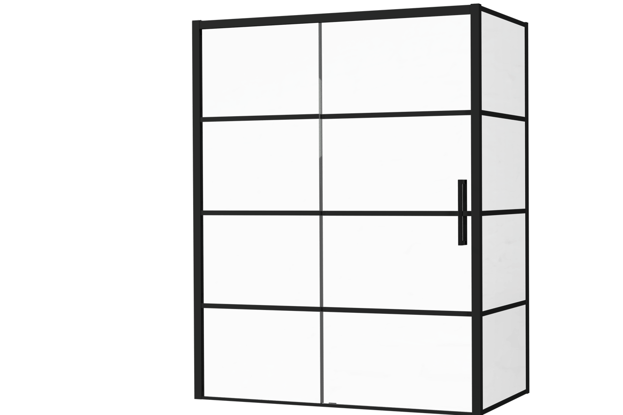 Luca Varess Senses douchehoek met linkse schuifdeur en vaste zijwand 160 x 90 cm Lined glas mat zwart profiel