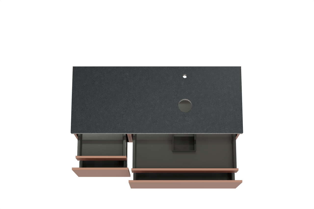 Balmani Sfera zwevend badmeubel 135 x 55 cm cotto met Rock asymmetrisch rechtse wastafel in zwart graniet