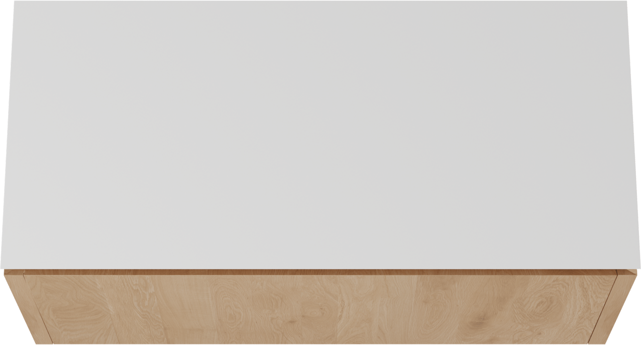 Balmani Eclips meuble salle de bains suspendu 120 x 55 cm Chêne naturelle avec Eclips tablette simple ou double vasque en Solid Surface blanc mat