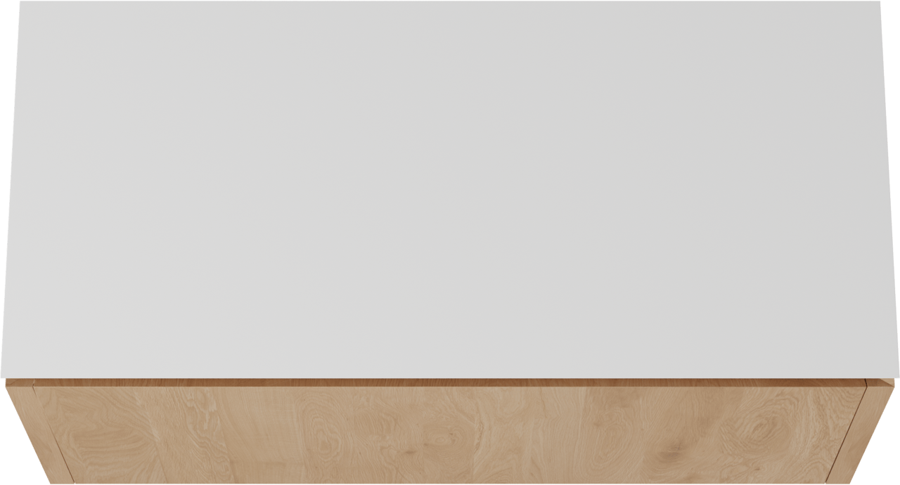 Balmani Eclips hängendes Möbelstück Set: 120 x 55 cm, Eiche Natur, mit Eclips Einzel- oder Doppel Waschtischplatte Solid Surface Weiβ matt