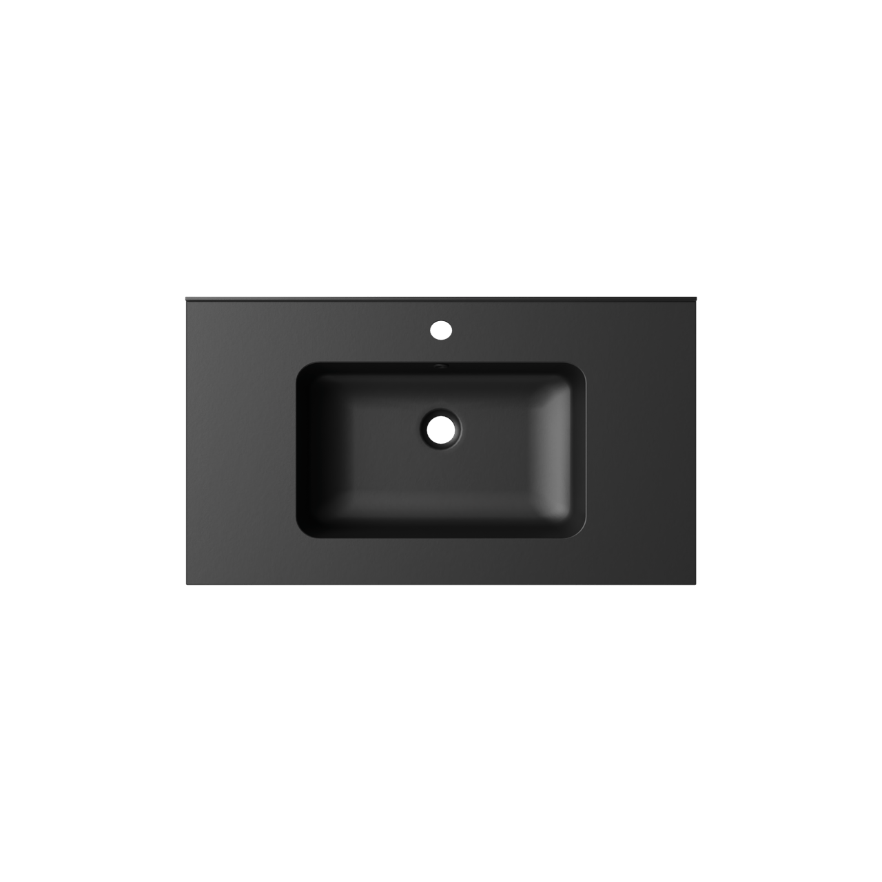 Linie Vano enkele wastafel Mat Zwarte composietmarmer 80 x 46 cm