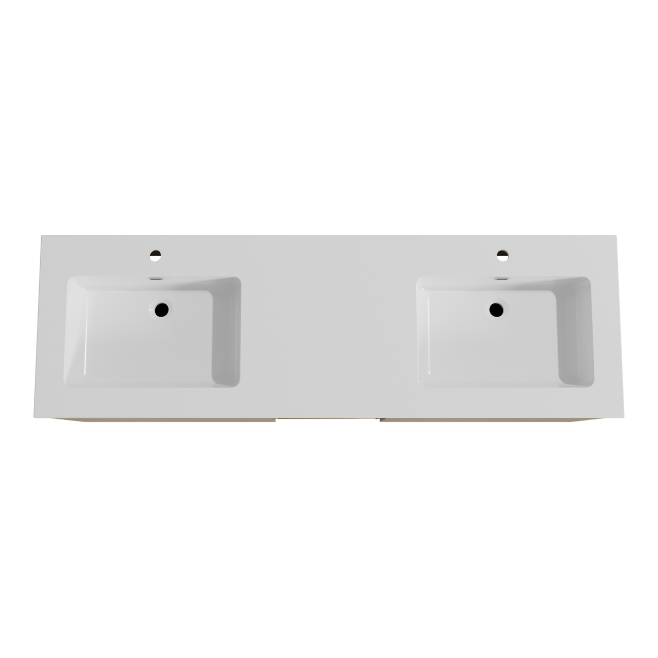 Storke Edge meuble salle de bains suspendu 165 x 52 cm chêne brut avec Diva double vasque en marbre composite blanc brillant