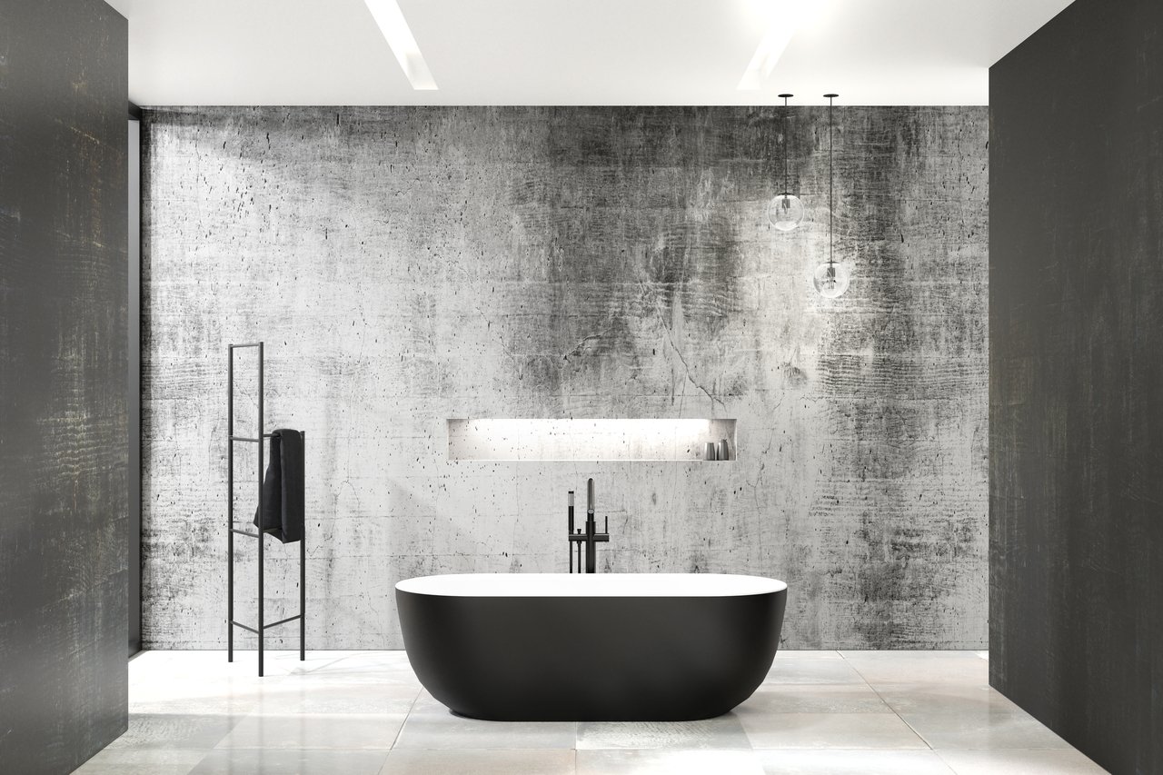 Luca Varess Mercuria Ovale Freistehende Badewanne: 170 x 76 cm, Acryl, Schwarz matt