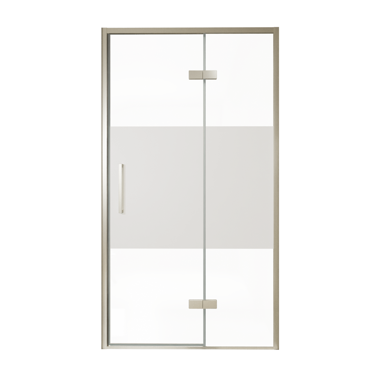 Balmani Senses Design douche draaideur rechts 120 cm x 210 cm Helder glas met matte strook, Brushed CoolMetal profielen