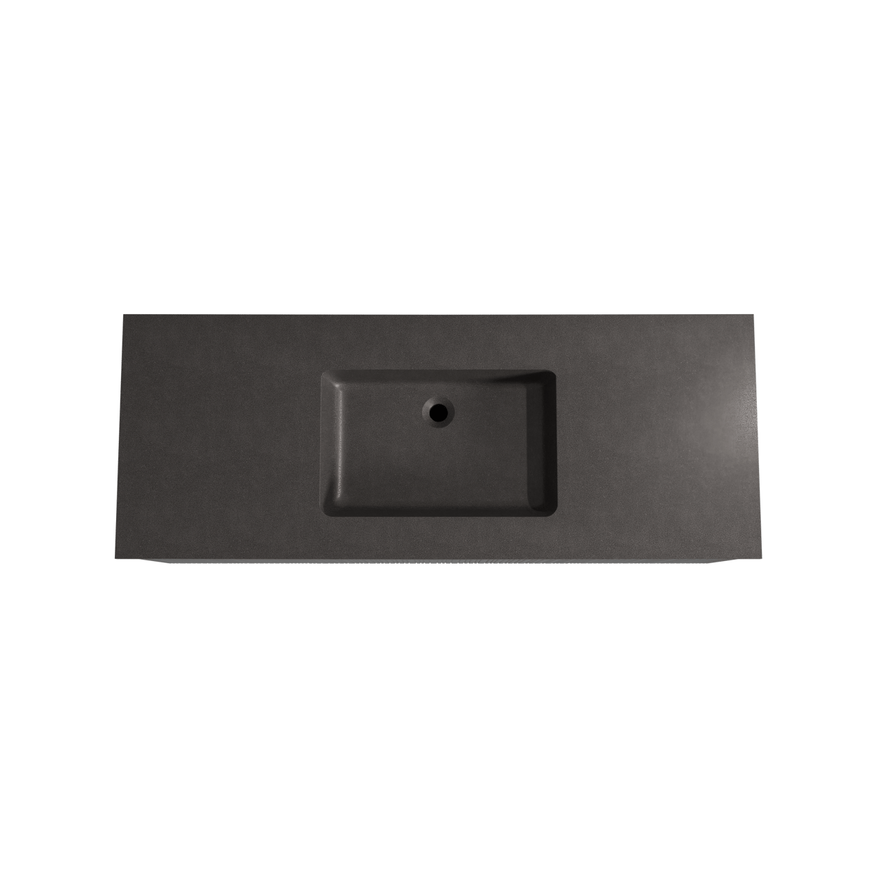 Storke Ribs hängendes Möbelstück Set: 135 x 52 cm, Schwarze Eiche, mit Scuro Einzelwaschtisch, Quarz, Schwarz matt, Vertikale asymmetrische gerade Rippe