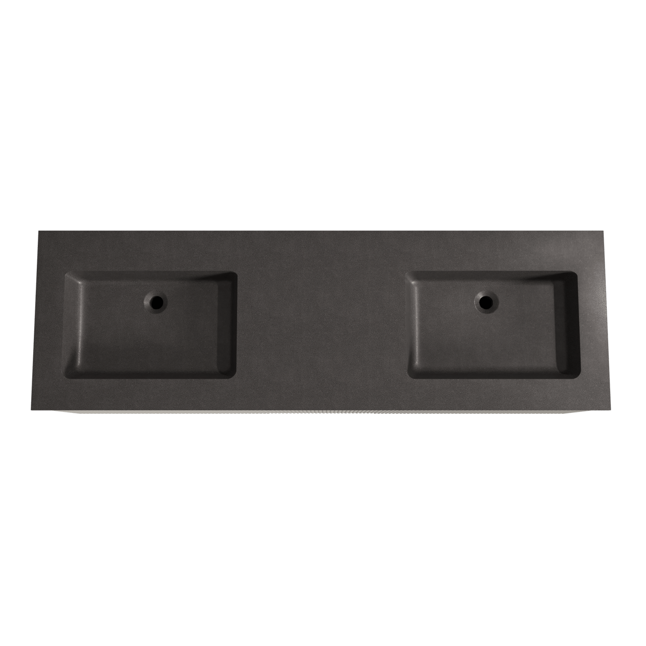 Storke Ribs meuble salle de bains suspendu 165 x 52 cm soie grise avec Scuro double vasque en quartz noir mat, Nervure droite symétrique verticale