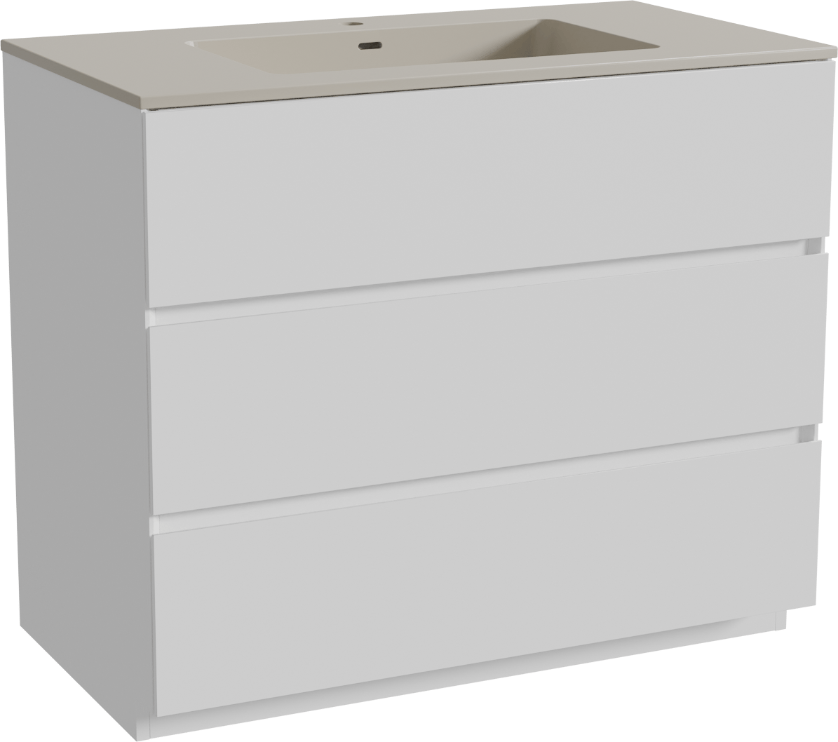 Storke Edge freistehendes Möbelstück Set: 95 x 52 cm, Weiß matt, mit Diva Einzelwaschtisch, Top Solid Seidengrau