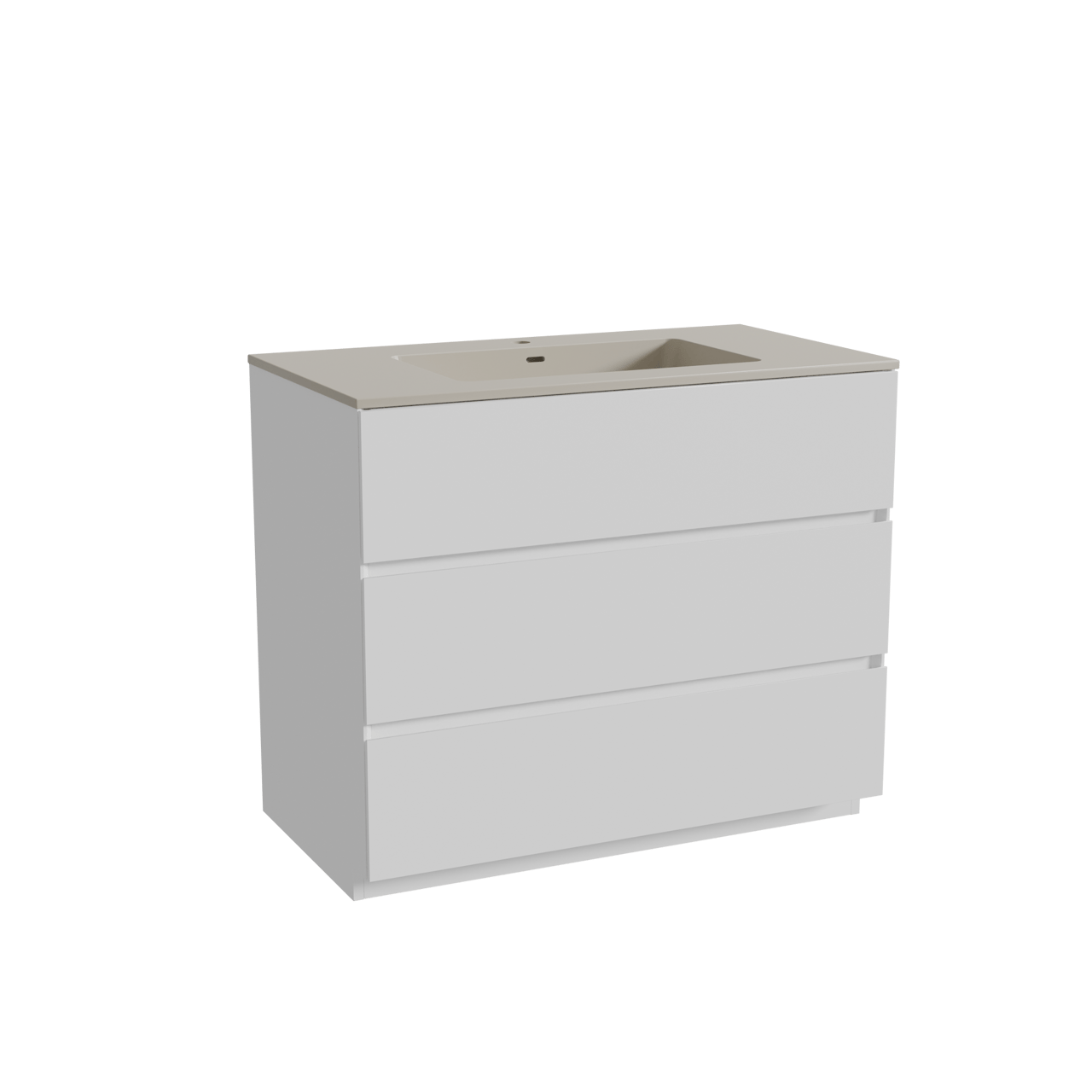 Storke Edge staand badkamermeubel 95 x 52 cm mat wit met Diva enkele wastafel in top solid zijdegrijs