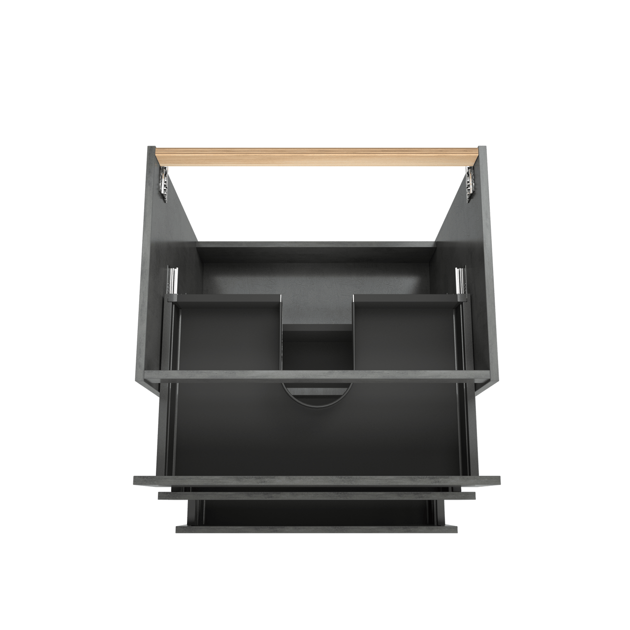 Balmani Lucida stehender Bad-Unterschrank, 75 x 55 cm, Beton dunkelgrau, 3 Schubladen