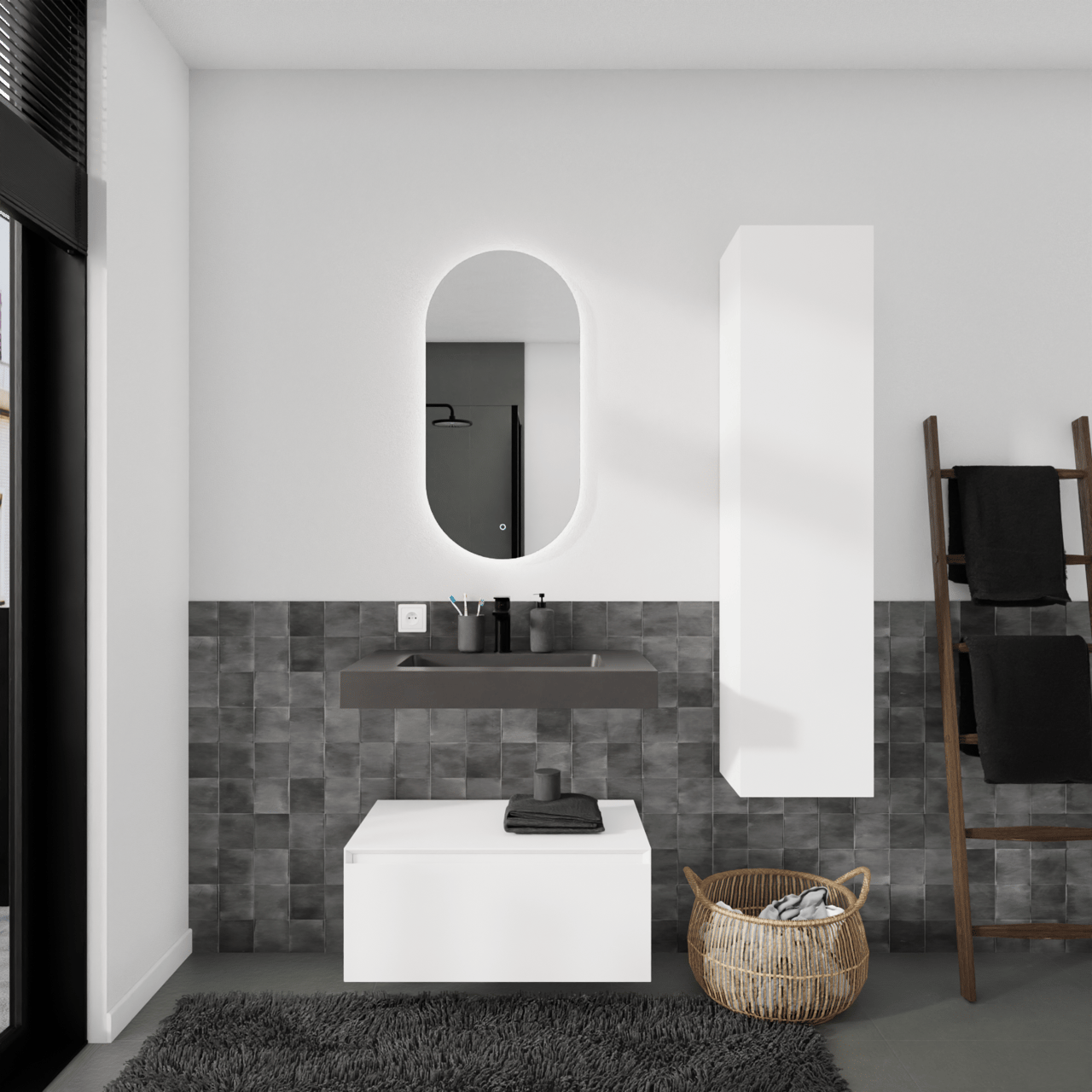 Storke Edge Modulo meuble sous-lavabo suspendu 75 x 48 cm blanc mat 1 tiroir