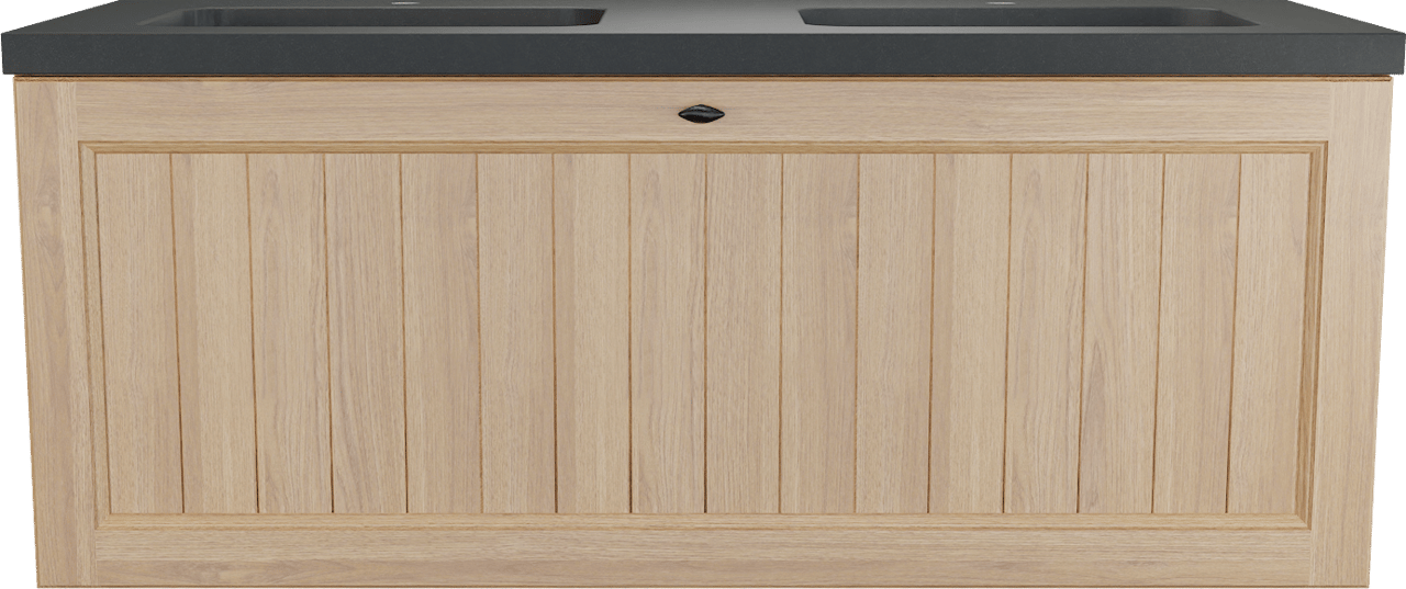 Balmani Lemon meuble salle de bains suspendu 135 x 55 cm, placage chêne naturel avec Napoli double vasque en granit noir