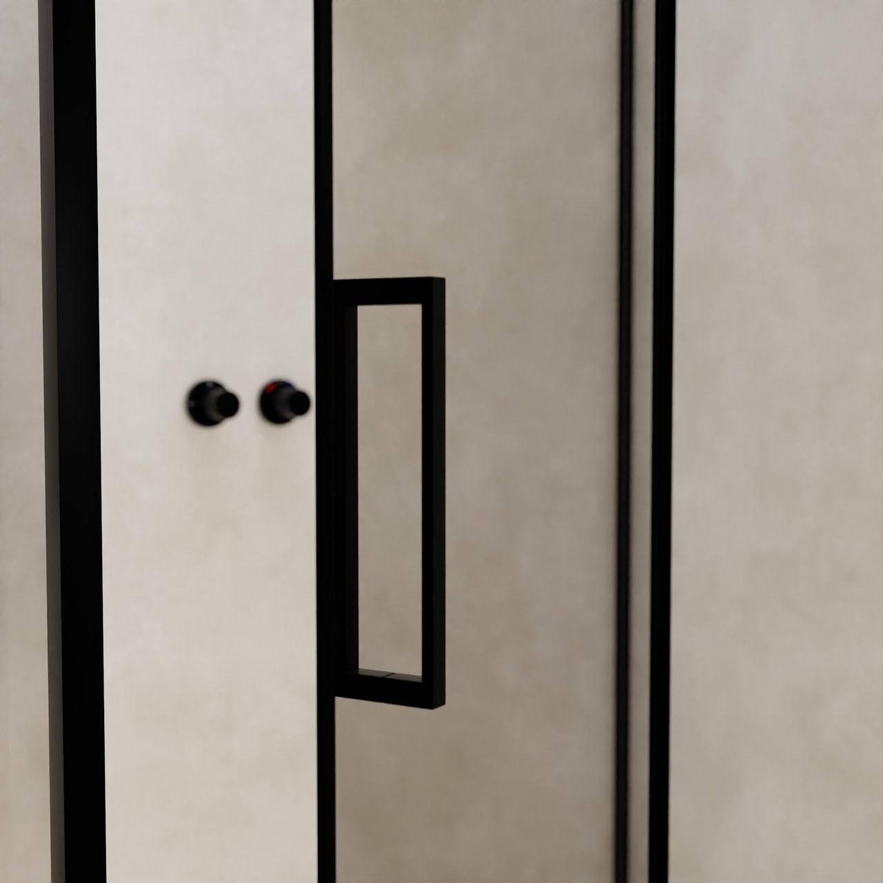 Balmani Senses Design douche en coin avec porte pivotante à droite et paroi latérale fixe, 120 x 80 cm, Verre transparent, Profil noir, coating inclus, coating inclus