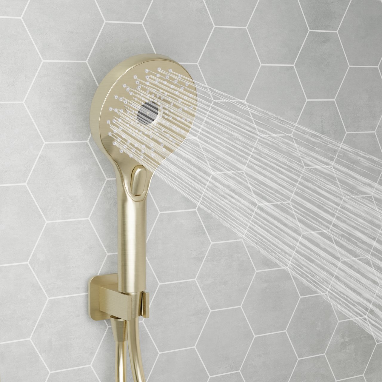 BLAUFOSS Onos Handdoucheset met doucheslang aansluiting 3 straalfuncties Brushed Champagne Gold