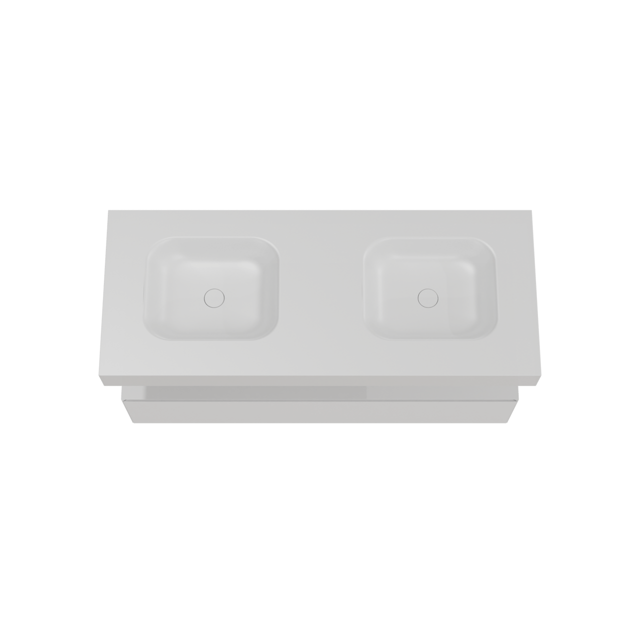 Balmani Mitra Elements hängendes Möbelstück Set: 135 x 55 cm, Weiß matt mit Arcato Doppelwaschtisch, Solid Surface Weiß matt