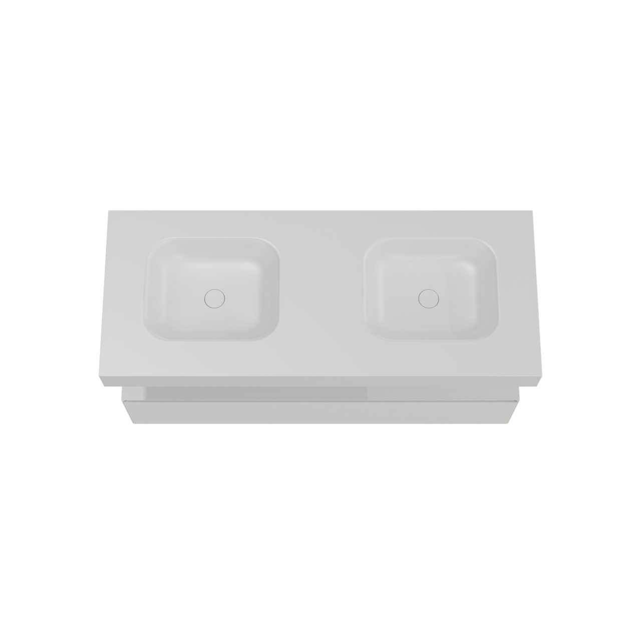 Balmani Mitra Elements hängendes Möbelstück Set: 135 x 55 cm, Weiß matt mit Arcato Doppelwaschtisch, Solid Surface Weiß matt