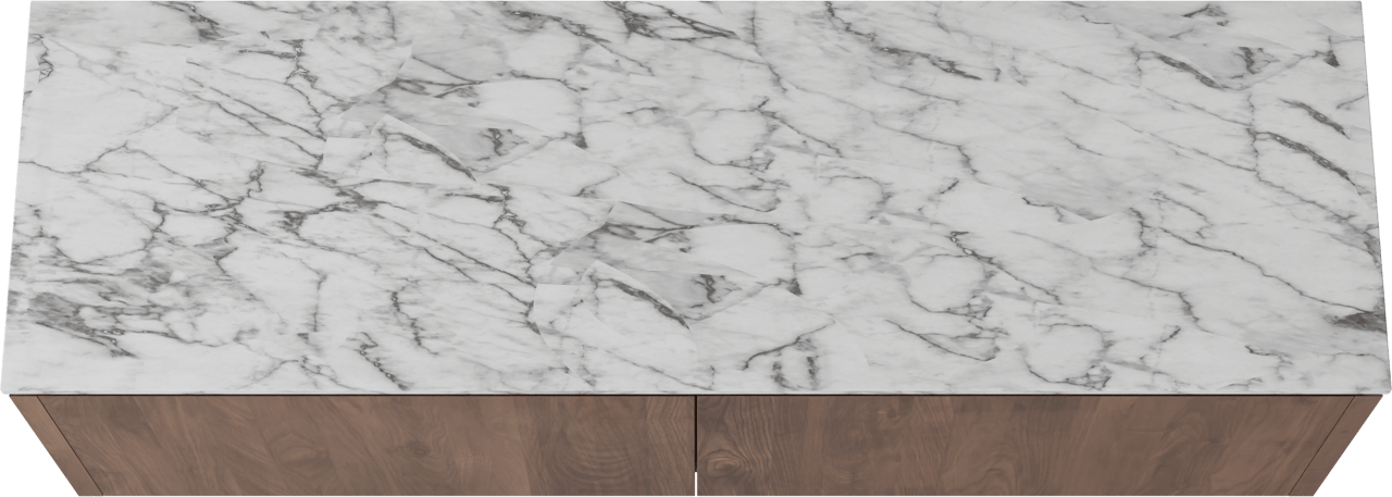 Balmani Eclips meuble salle de bains suspendu 180 x 55 cm Noyer américain avec Stretto tablette simple ou double en Marbre Carrare