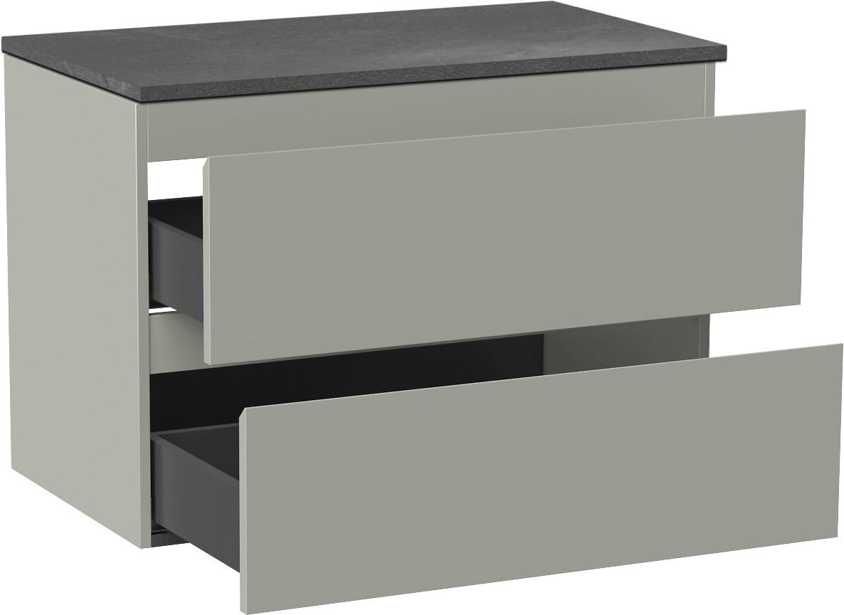 Linie Lado zwevend badmeubel 80 x 46 cm greige met Lado enkel wastafelblad in melamine grijze leisteen