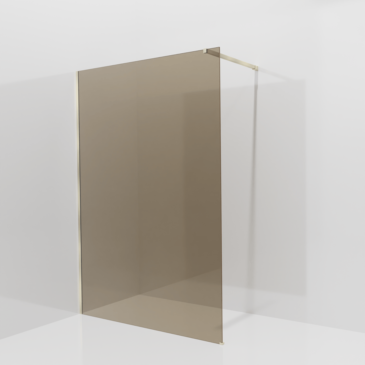 Balmani Modular Walk-In Dusche: 140 x 200 cm, Bronze Glas, inklusive Coating, Profil Brushed Champagne Gold