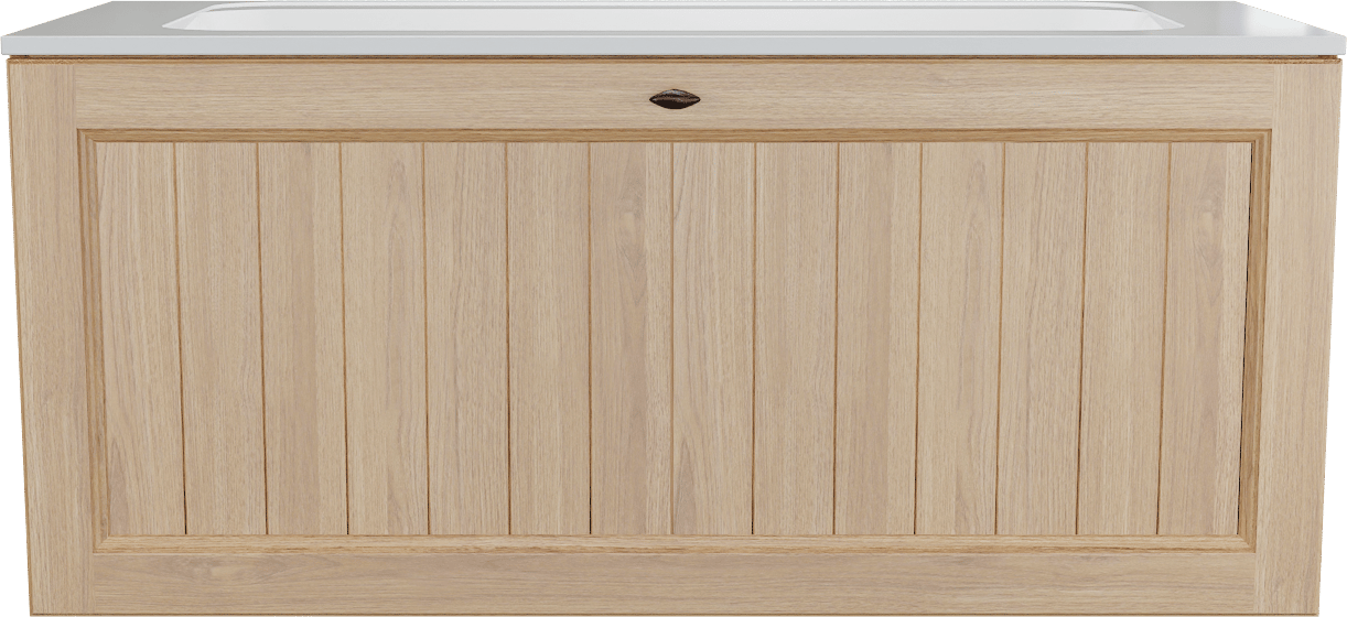 Balmani Lemon zwevend badmeubel 120 x 55 cm, fineer naturel eiken met Tablo Strada enkele wastafel in hoogglans wit