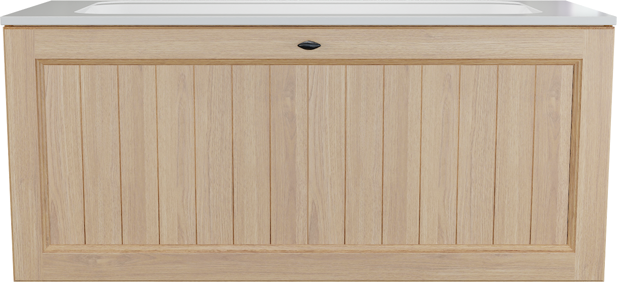 Balmani Lemon zwevend badkamermeubel 120 x 55 cm, fineer natuur eik met Tablo Strada enkele wastafel in glanzend wit