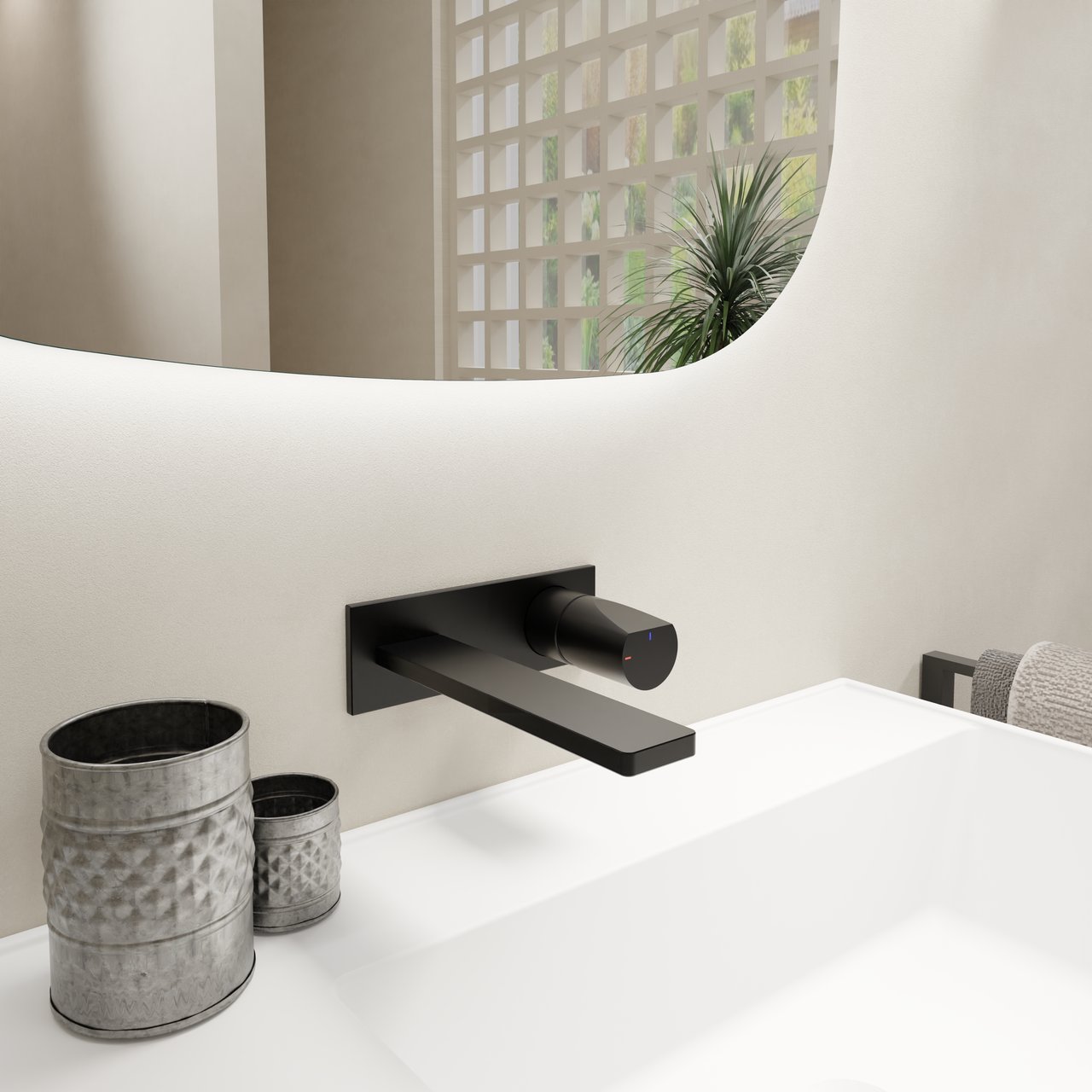 Blaufoss Eris EcoStart inbouw wastafelkraan Mat Zwart incl. inbouwelement