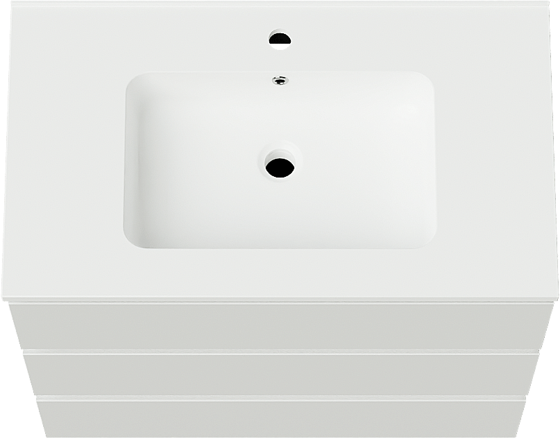 Linie Lado staand badmeubel 80 x 46 cm hoogglans wit met Vano enkele wastafel in composietmarmer mat wit