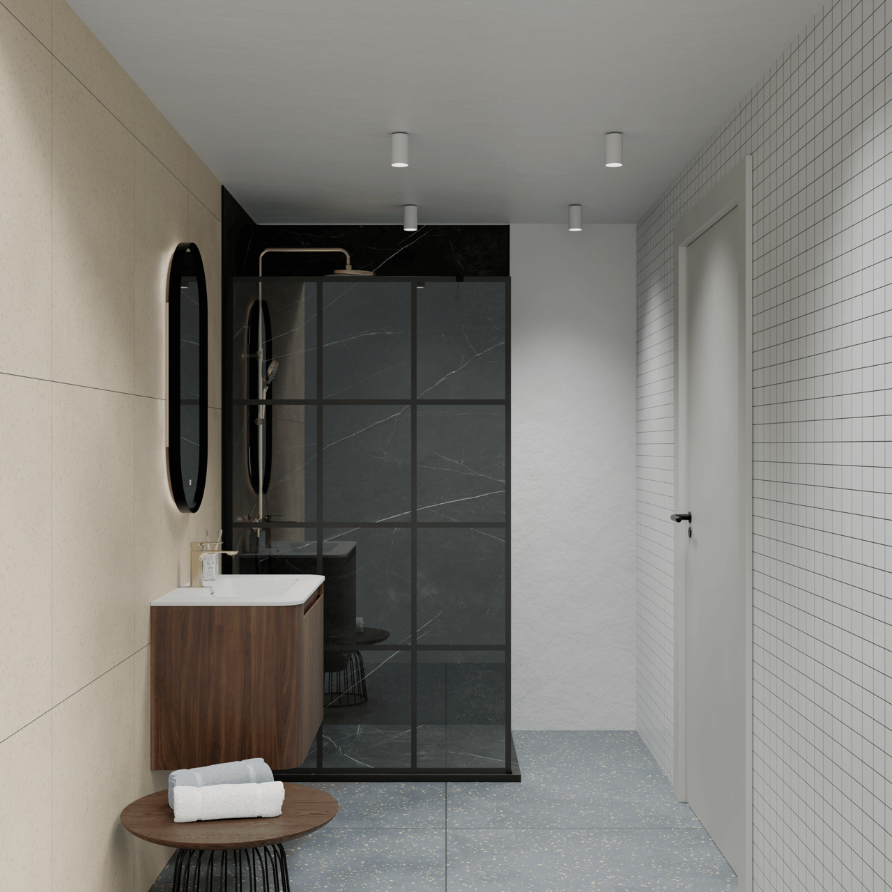 Luca Varess Suite douchebak 120 x 90 cm composietmarmer Marble Dark 