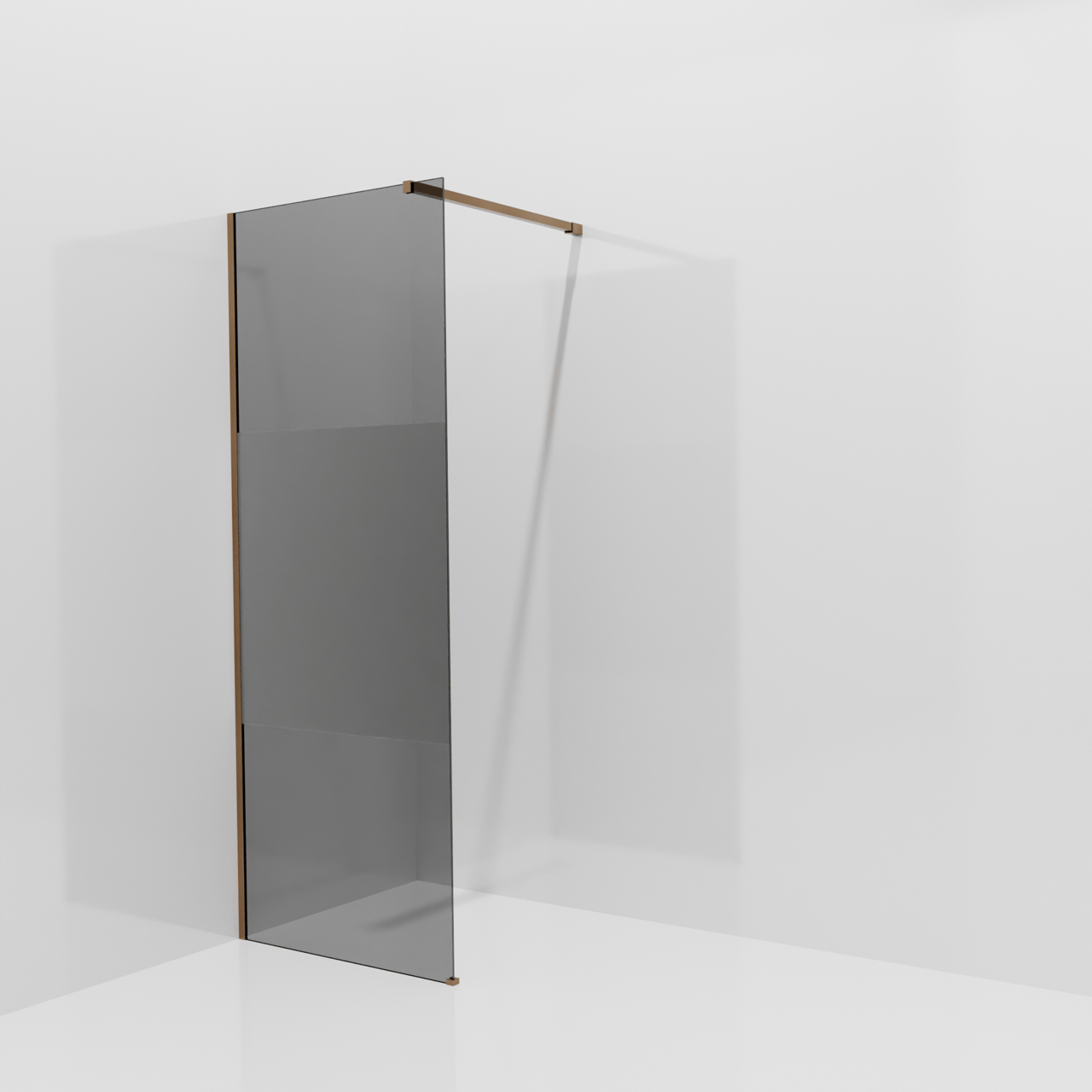 Balmani Modular douche à l'italienne: 80 x 200 cm, Verre fumé avec bande matte, Profil Brushed Rosegold
