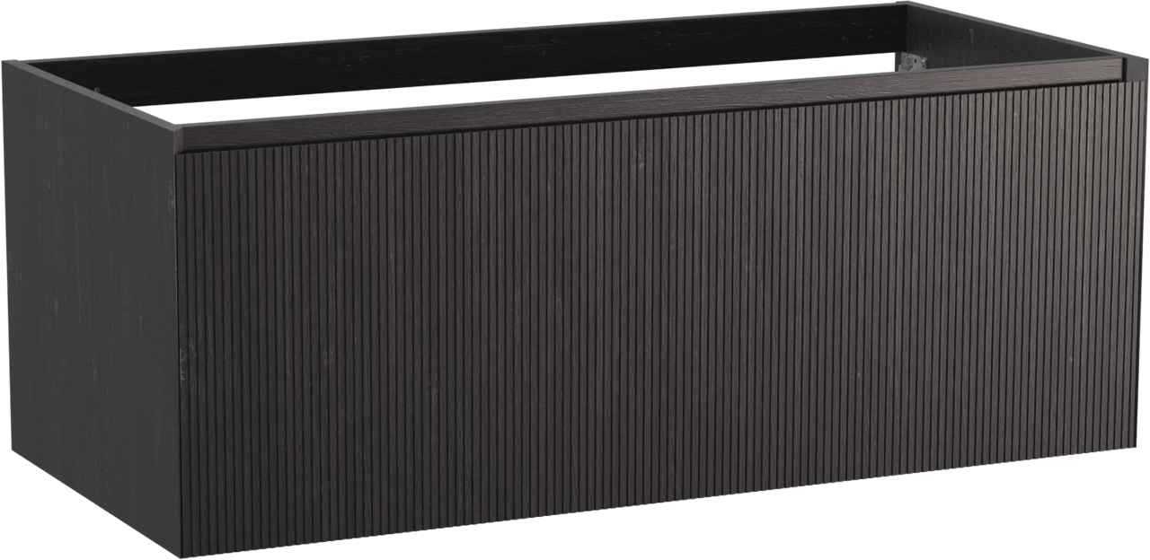 Balmani Fila hängender Waschbeckenunterschrank: 120 x 55 cm, Eiche Schwarz, Furnierholz, 2 Schubladen