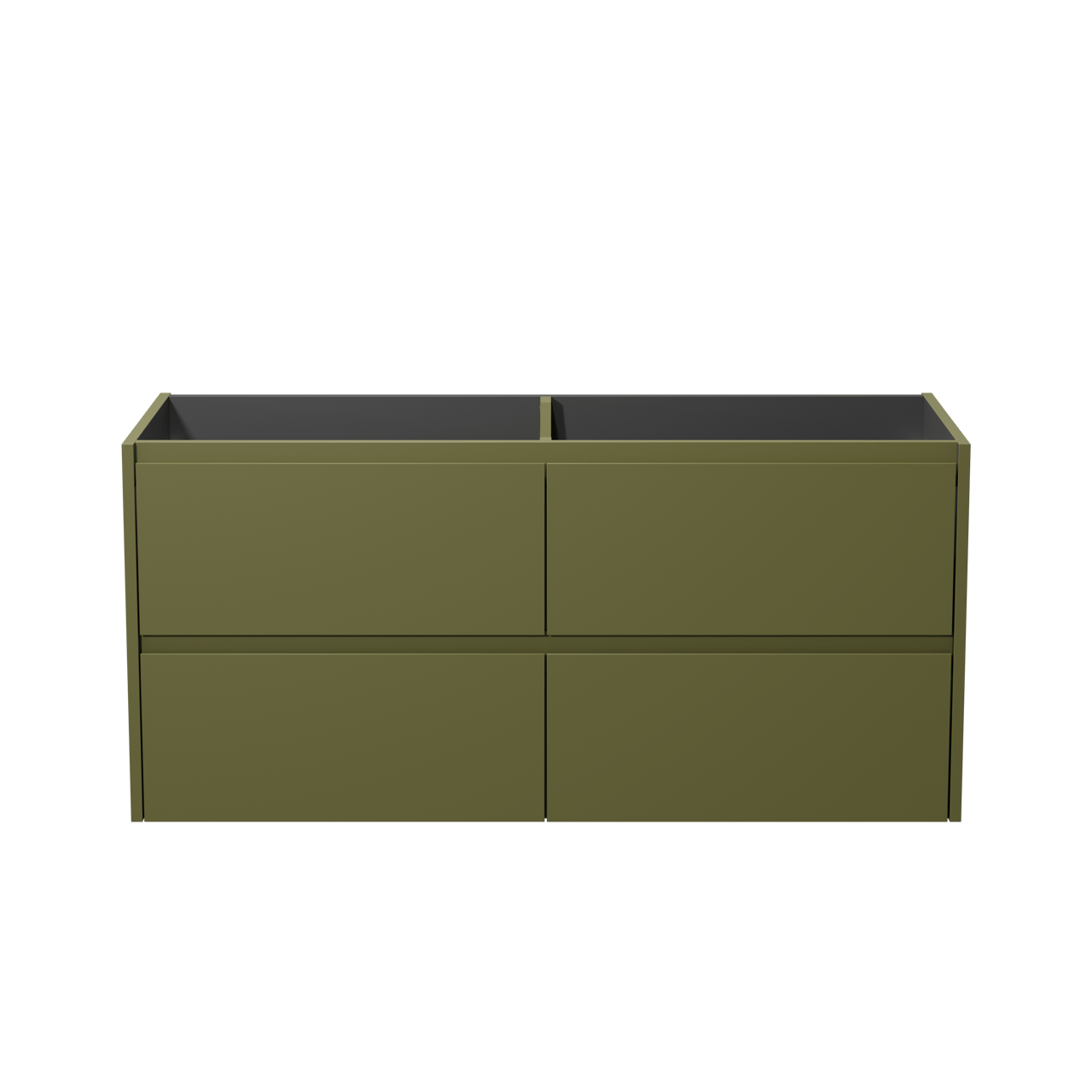 Storke Seda hängender Waschbeckenunterschrank: 130 x 52 cm, Olivgrün, 4 Schubladen