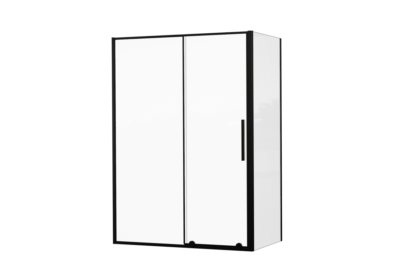 Luca Varess Morano douchehoek met schuifdeur en vaste zijwand 140 x 80 cm helder glas mat zwart profiel