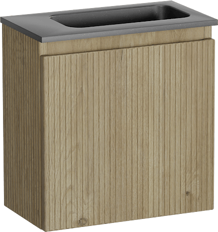Storke Ribs hängendes WC-Möbel-Set, 40 x 22 cm, Eiche Rau mit Fina Waschtisch in Matter Quarz