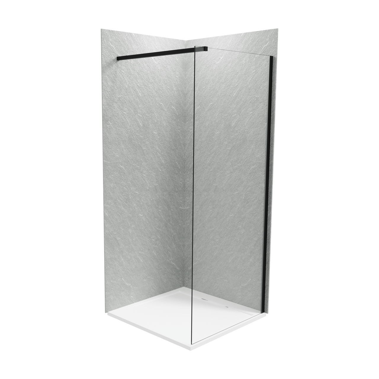 Balmani Zeno set douchewandbekleding 80 x 80 x 220 cm composietmarmer lichtgrijs leisteenstructuur