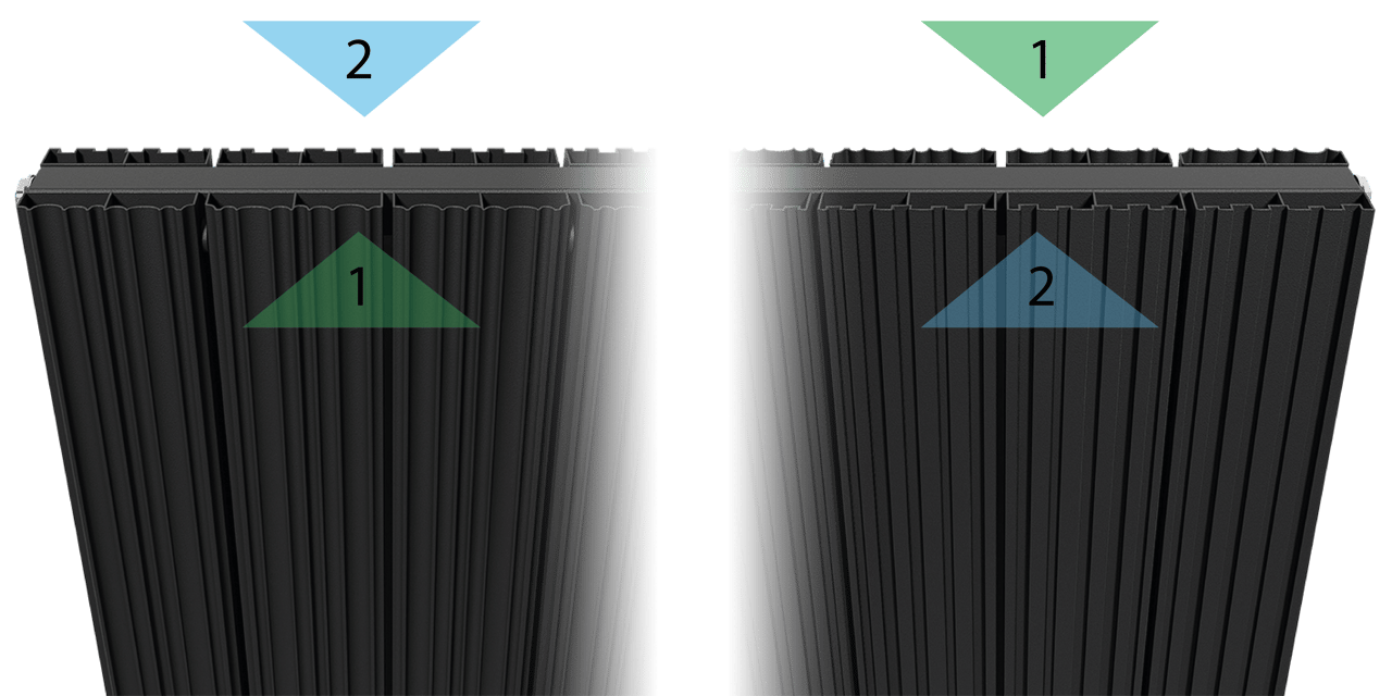 Vipera Mares dubbele handdoekradiator 37,5 x 180 cm centrale verwarming mat zwart zij- en middenaansluiting 1477W