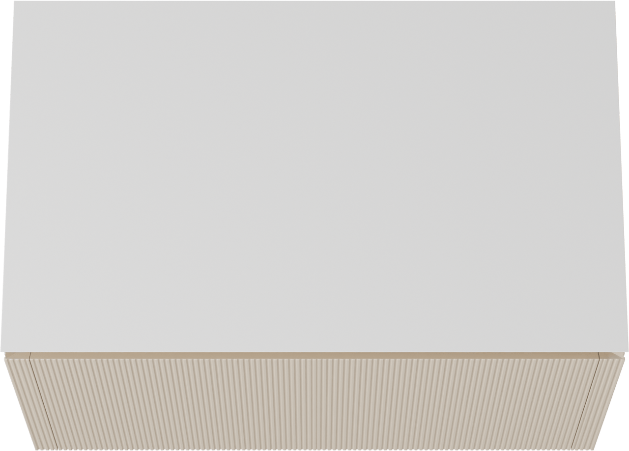 Balmani Eclips meuble salle de bains suspendu 90 x 55 cm Sandbeige avec Eclips tablette simple en Solid Surface blanc mat, Nervure droite symétrique verticale