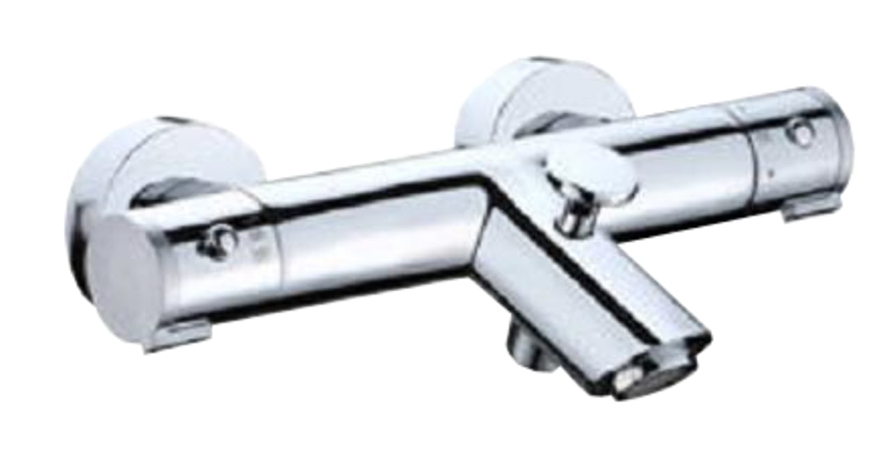 Linie Drum thermostatische badkraan met douchekop glanzend chroom