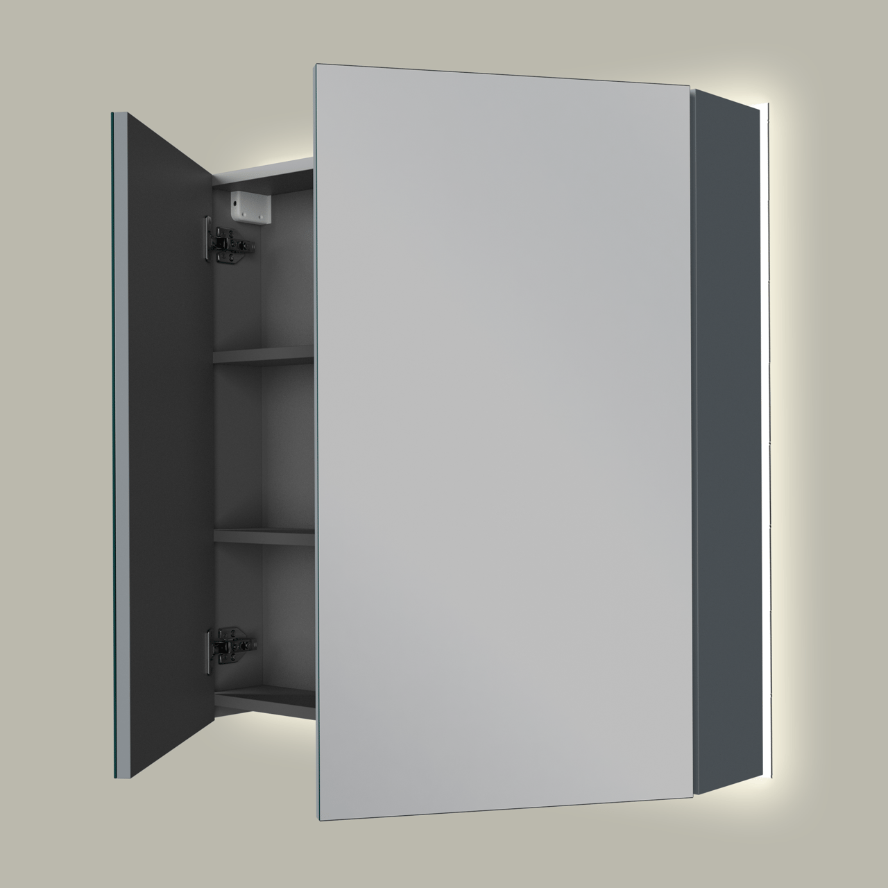 Linie Montro armoire de toilette lumineuse 80 x 75 cm bleu anthracite