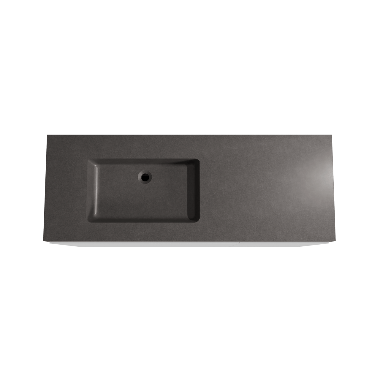 Storke Edge staand badkamermeubel 140 x 52 cm mat wit met Scuro High asymmetrisch linkse wastafel in kwarts mat zwart