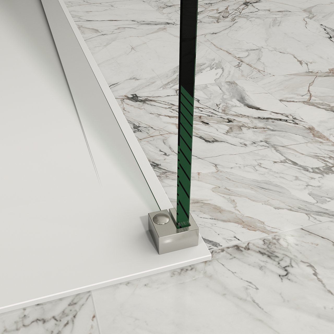 Balmani Modular douche à l'italienne 120 x 200 cm verre transparent avec bande matte profil inox brossé