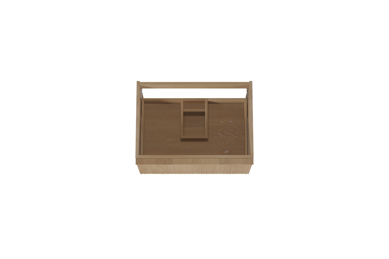 Balmani Forma hängender Waschbeckenunterschrank: asymmetrische Rippen, 75 x 55 cm, Eiche Natur, 2 Schubladen