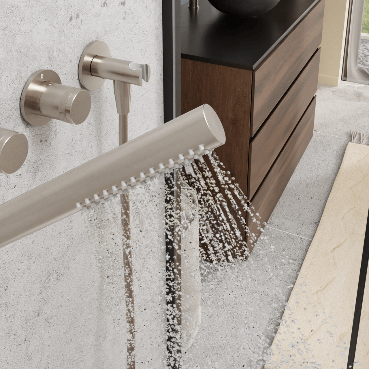 Blaufoss Pavilion Thermostat-Duscharmatur: Unterputz, Brushed Coolmetal, Einbauelement inklusive