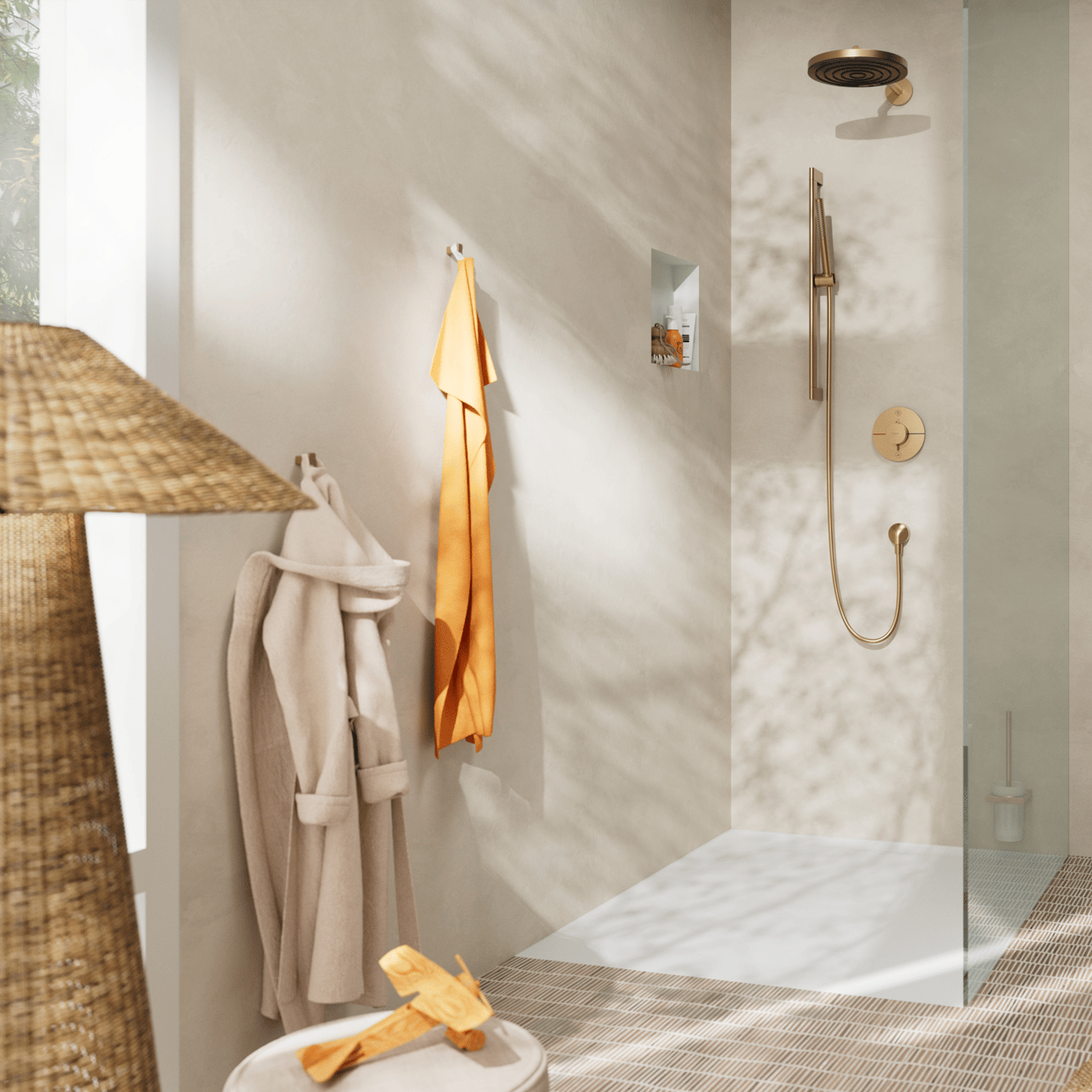 Hansgrohe Showerselect Comfort S thermostat de douche encastré 2 évacuations Brushed Bronze